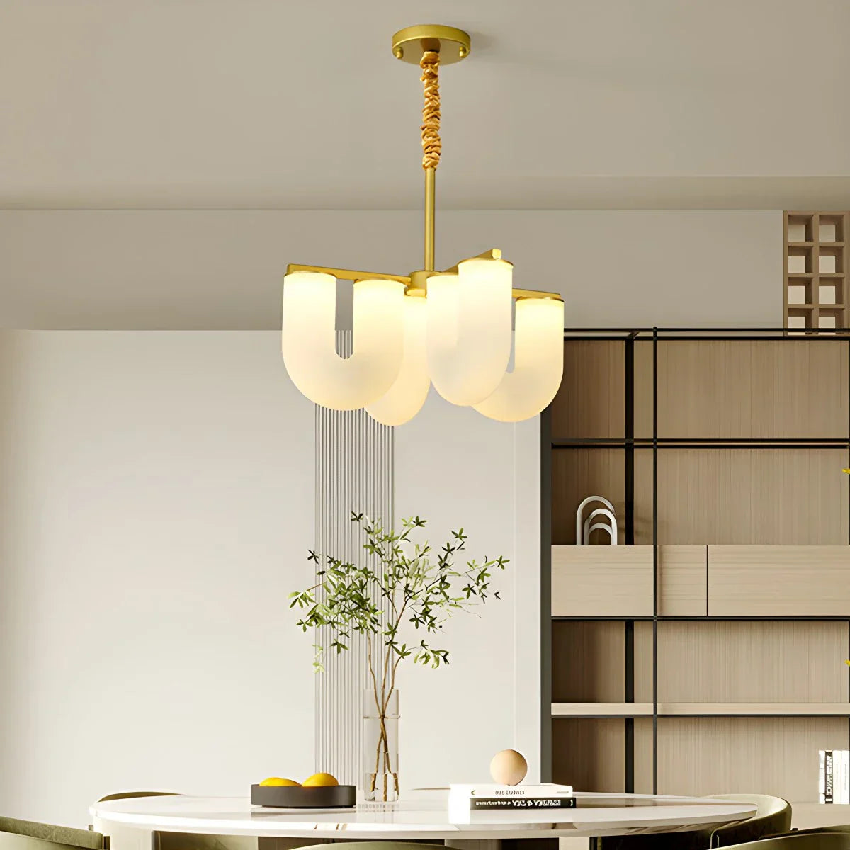 flairel U-Shaped Milk Glass Chandelier