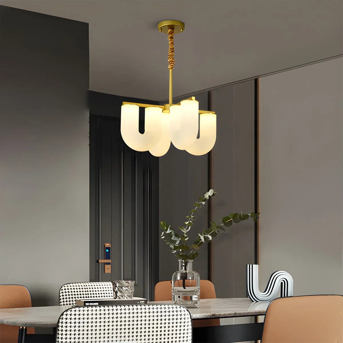 flairel U-Shaped Milk Glass Chandelier