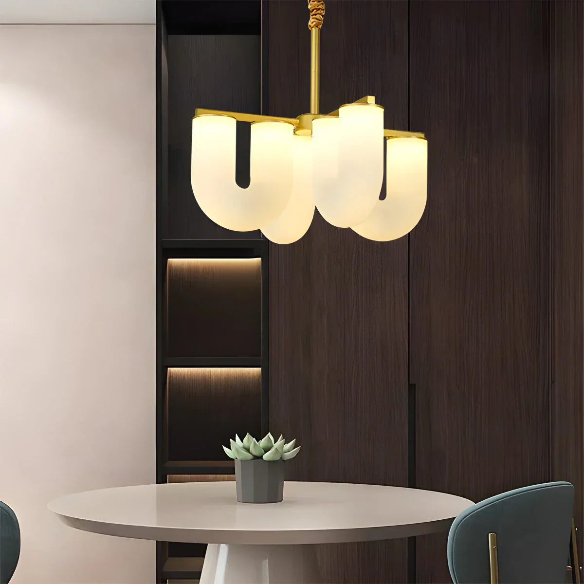 flairel U-Shaped Milk Glass Chandelier