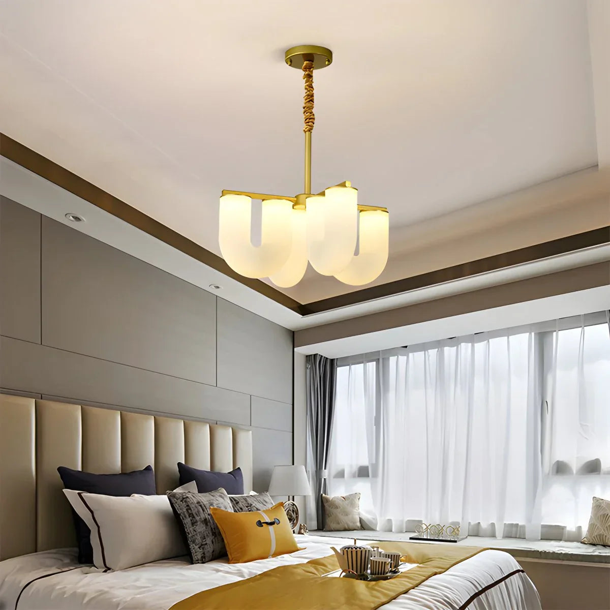 flairel U-Shaped Milk Glass Chandelier