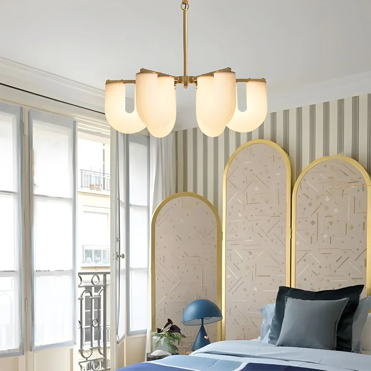 flairel U-Shaped Milk Glass Chandelier