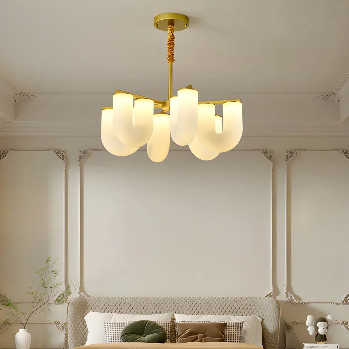 flairel U-Shaped Milk Glass Chandelier