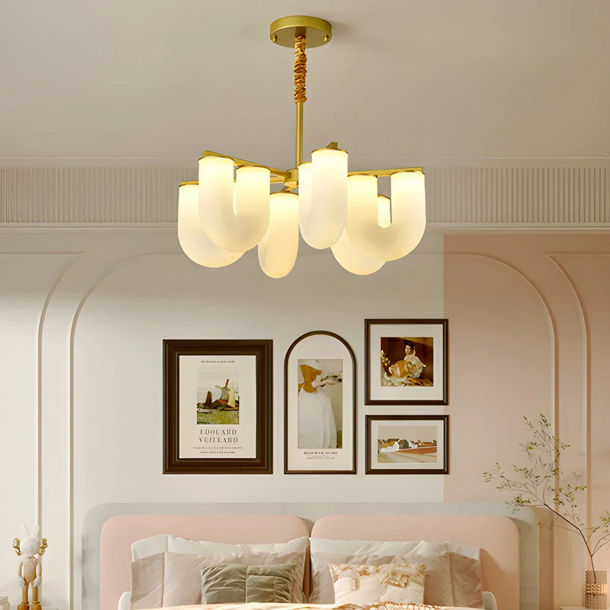 flairel U-Shaped Milk Glass Chandelier