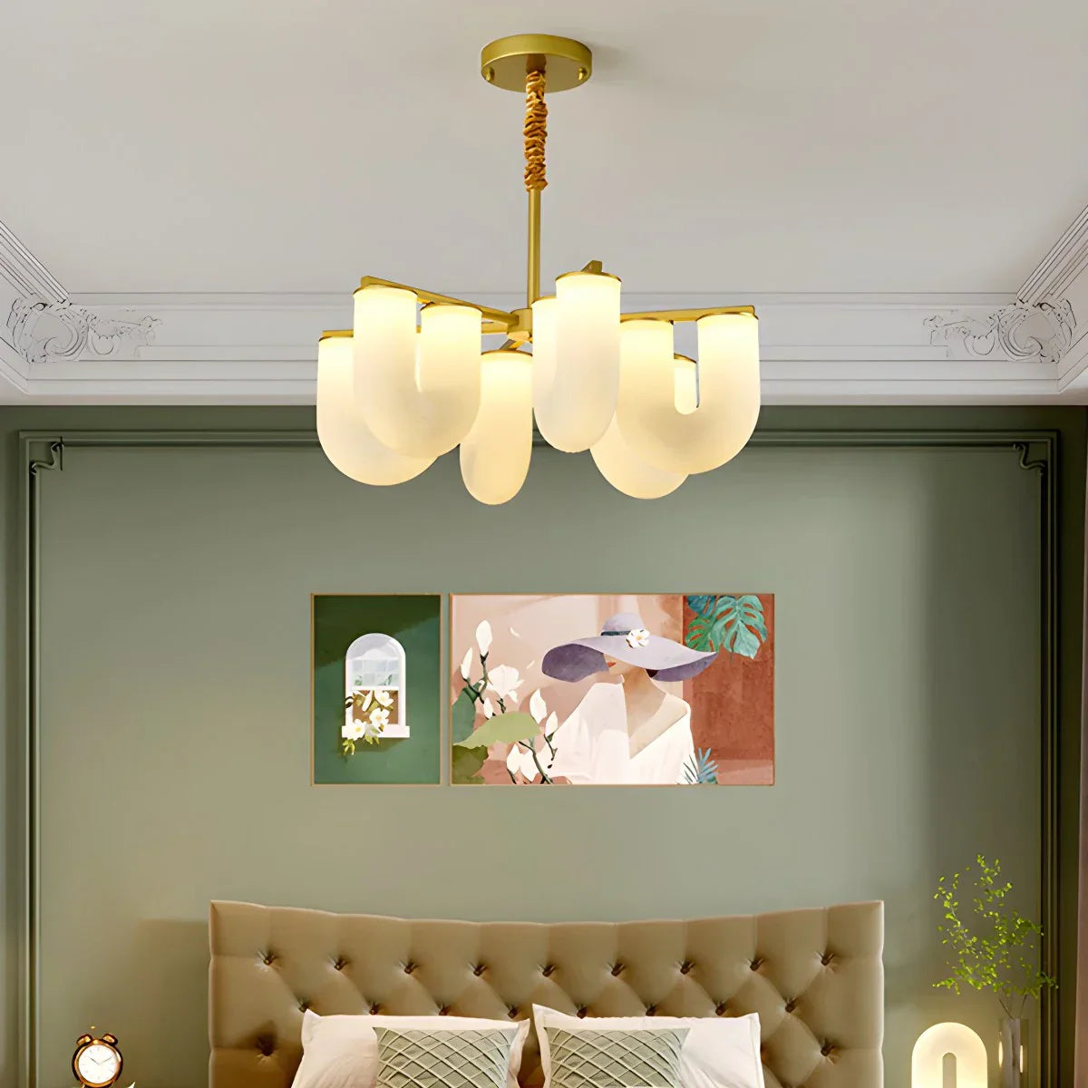 flairel U-Shaped Milk Glass Chandelier