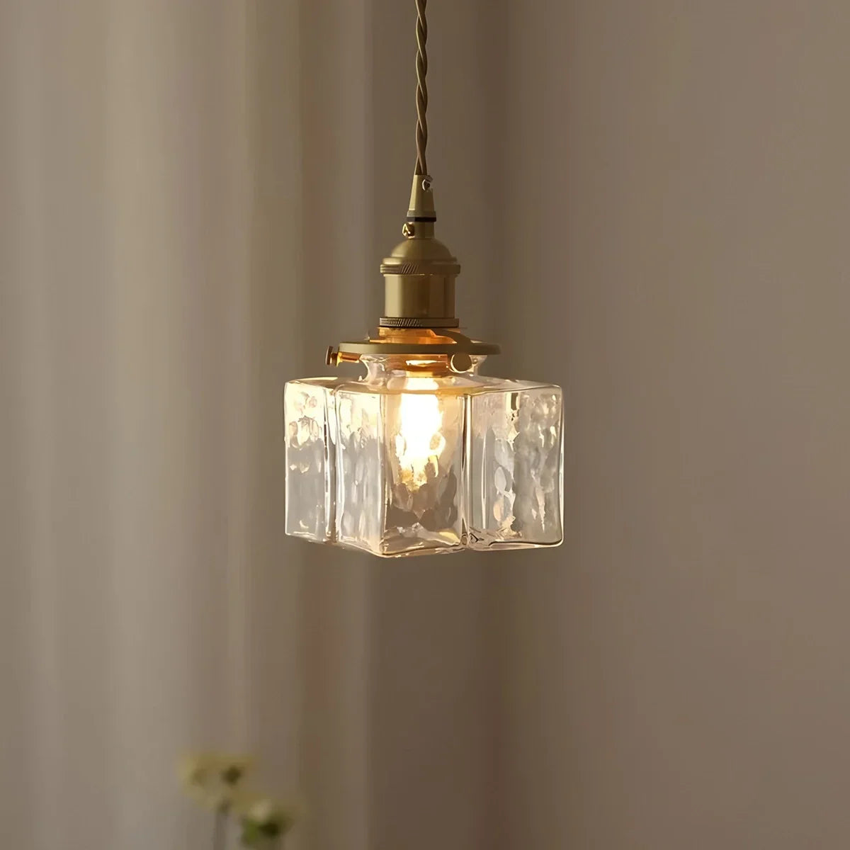 flairel Verglas Clear Glass Pendant Light for Bedroom