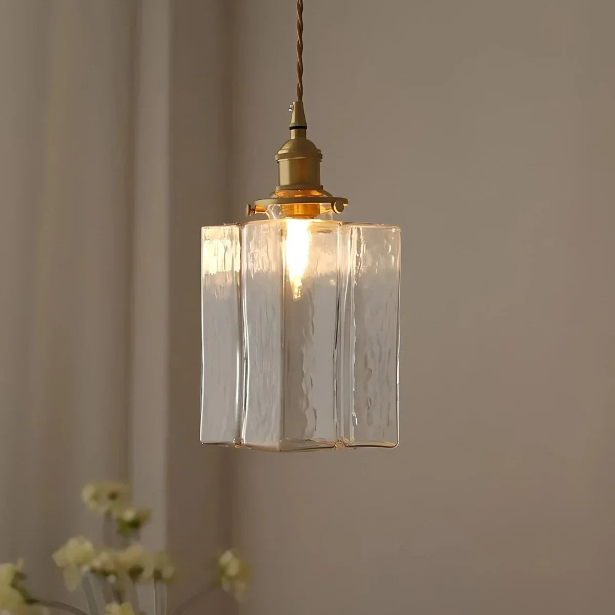flairel Verglas Clear Glass Pendant Light for Bedroom