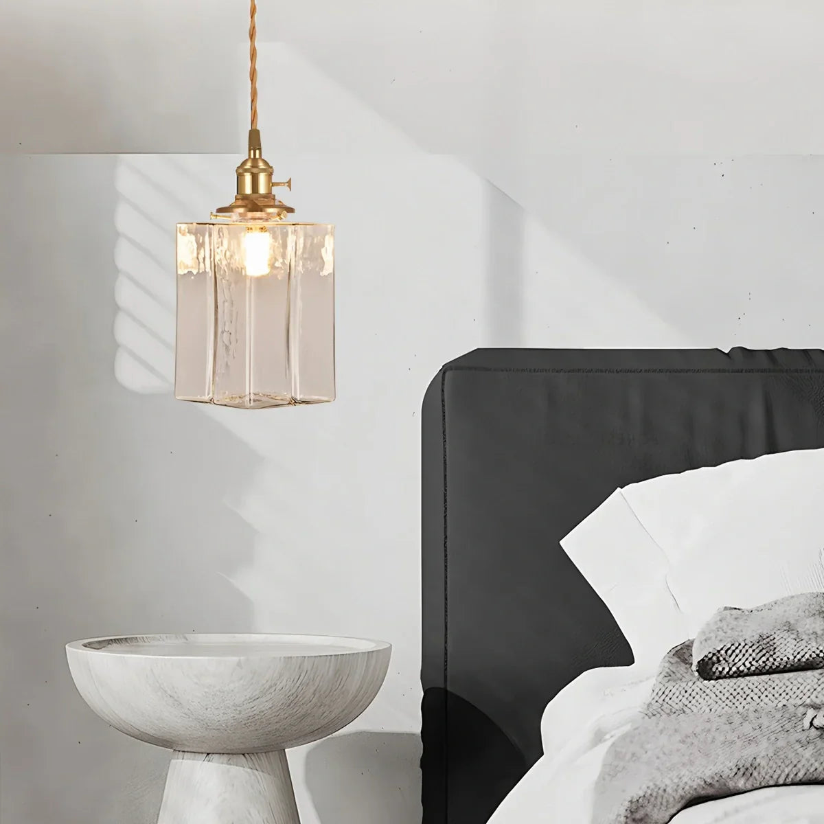 flairel Verglas Clear Glass Pendant Light for Bedroom