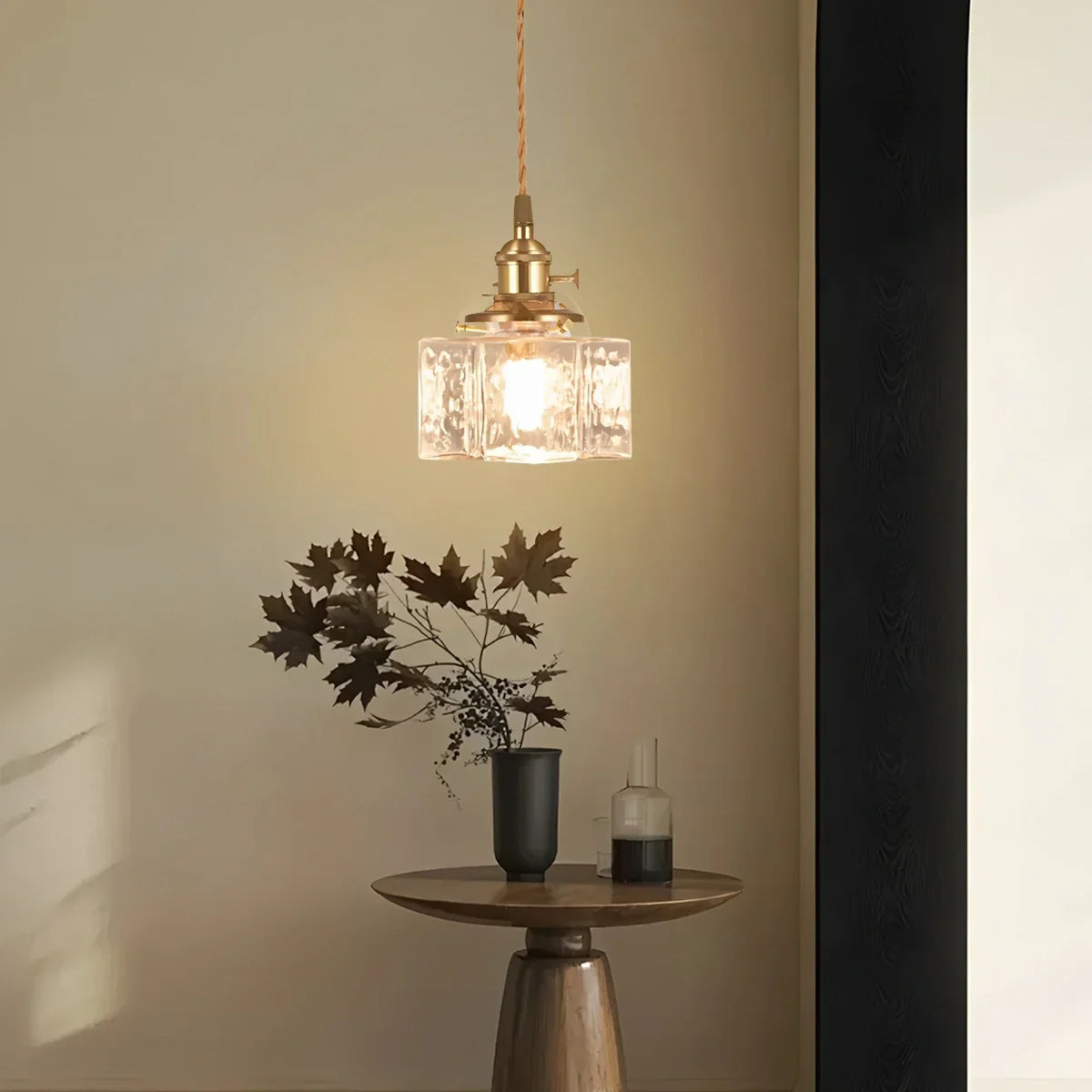 flairel Verglas Clear Glass Pendant Light for Bedroom