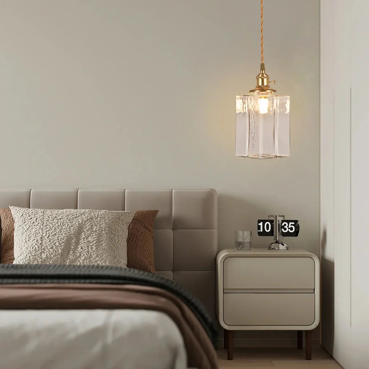 flairel Verglas Clear Glass Pendant Light for Bedroom