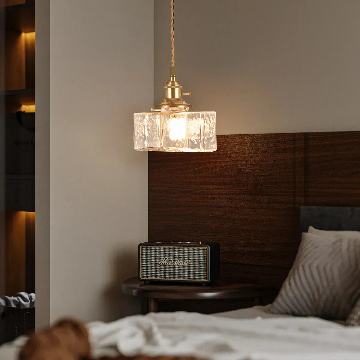 flairel Verglas Clear Glass Pendant Light for Bedroom