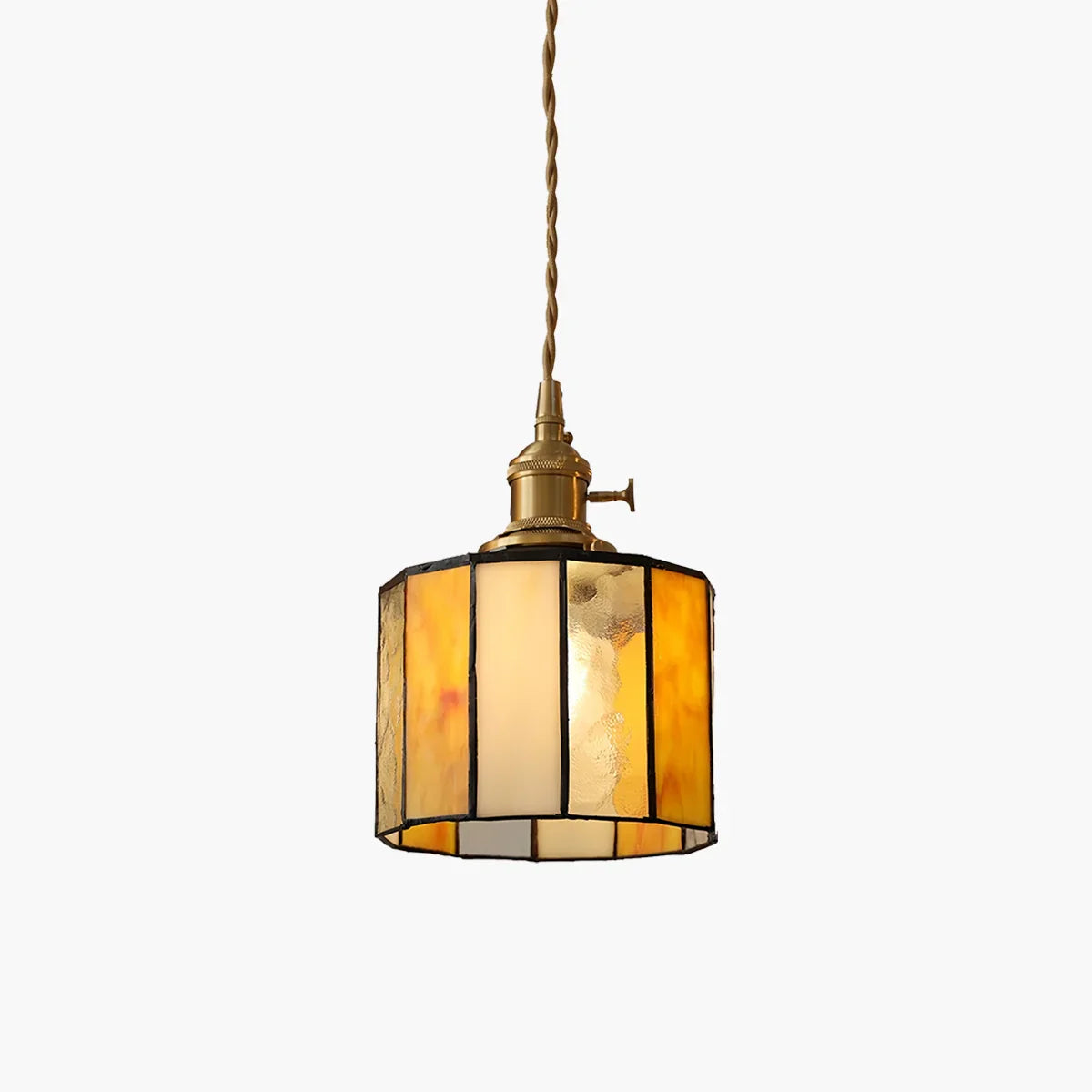 flairel Vintage Brass Glass Pendant Light