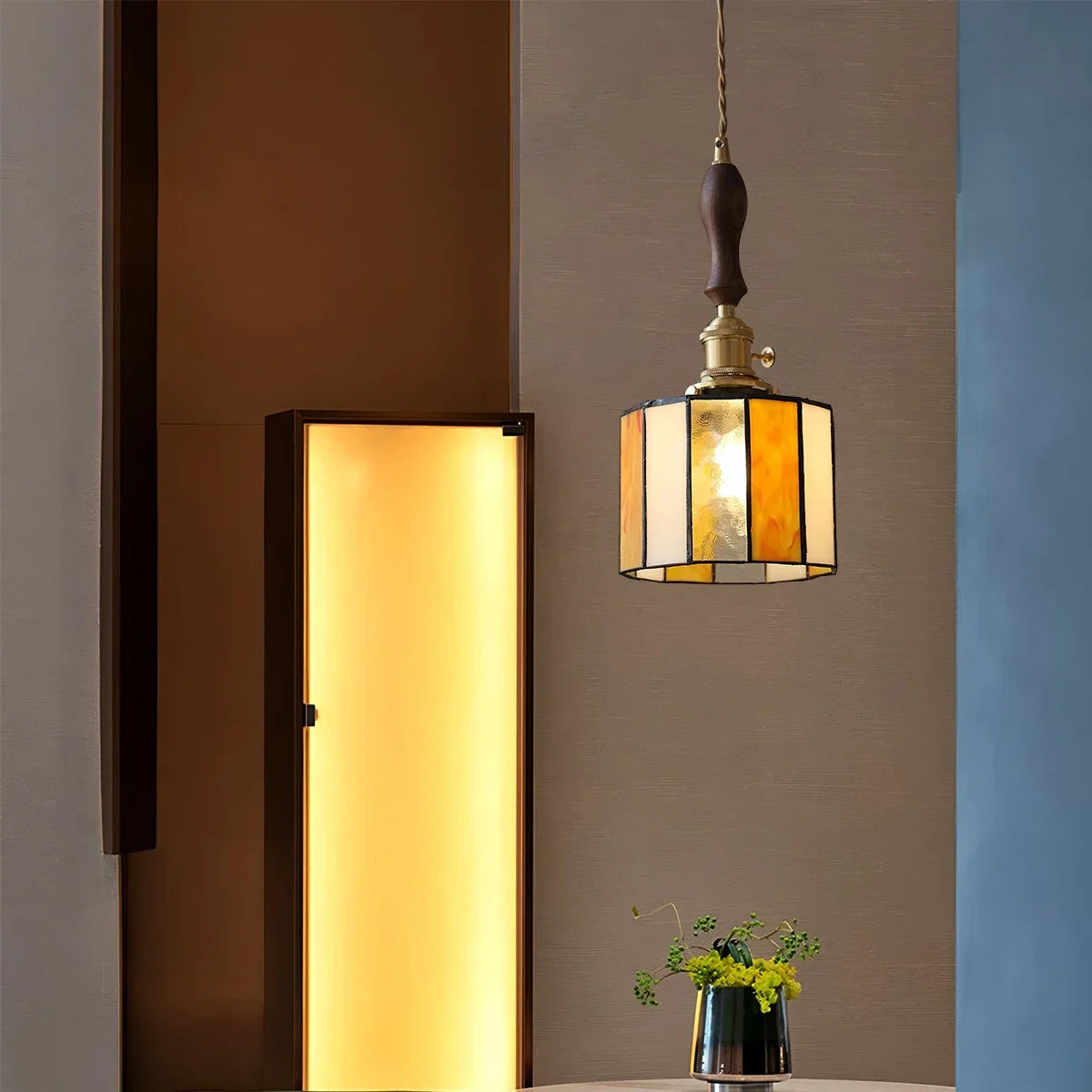 flairel Vintage Brass Glass Pendant Light