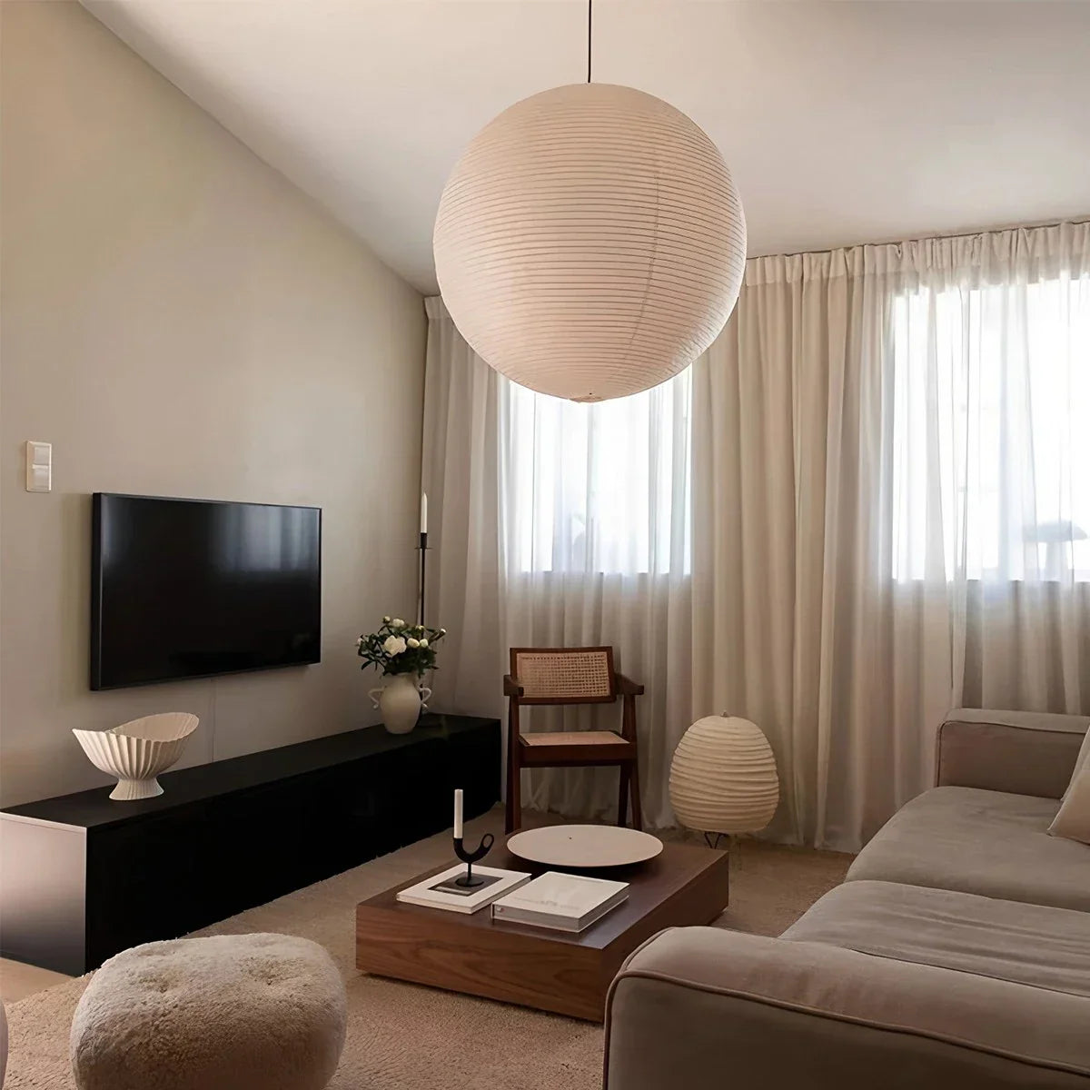 flairel Akari Spherical Pendant Light for Living Room