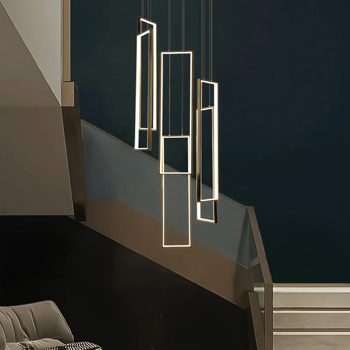 flairel Aldarj Rectangular LED Staircase Chandelier