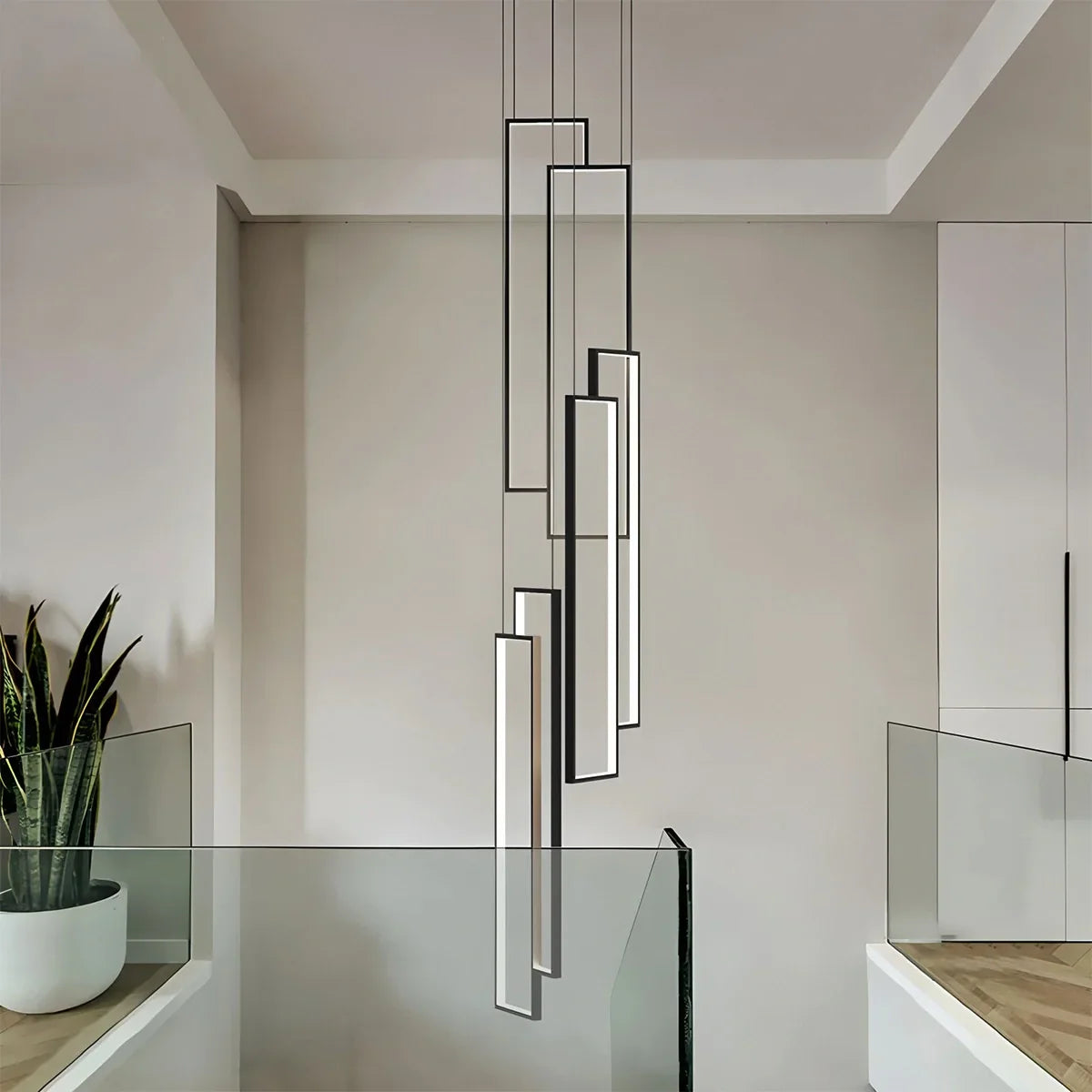 flairel Aldarj Rectangular LED Staircase Chandelier