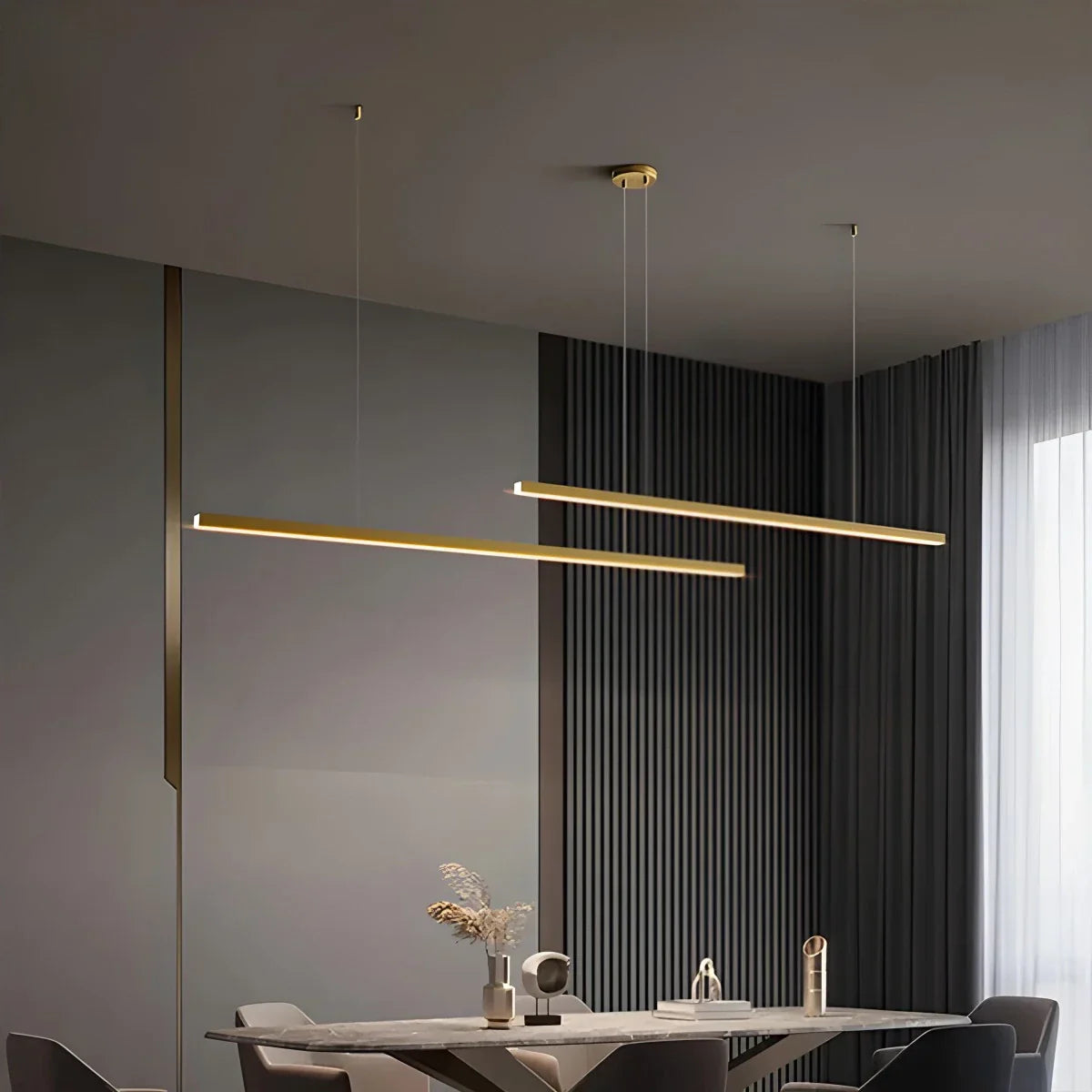 flairel All Copper Minimalist Chandelier for Dining & Living Rooms