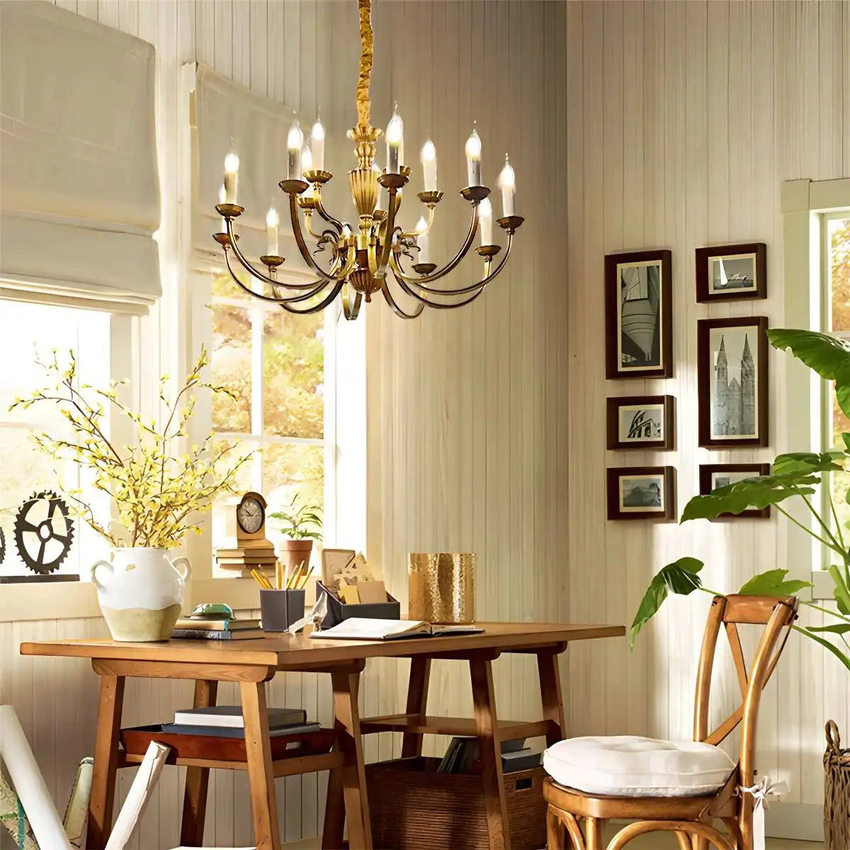 flairel American Vintage Candle Copper Chandelier