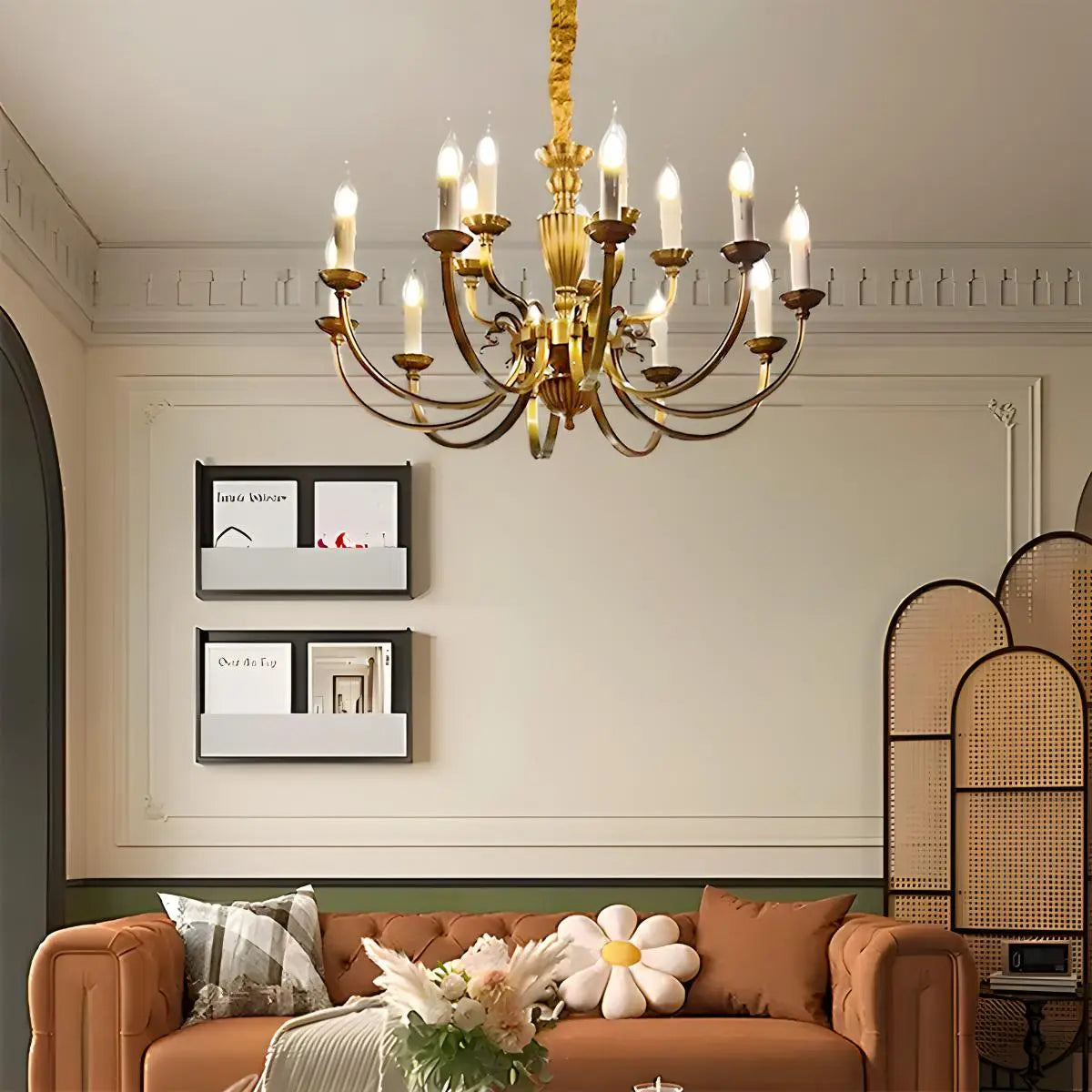 flairel American Vintage Candle Copper Chandelier