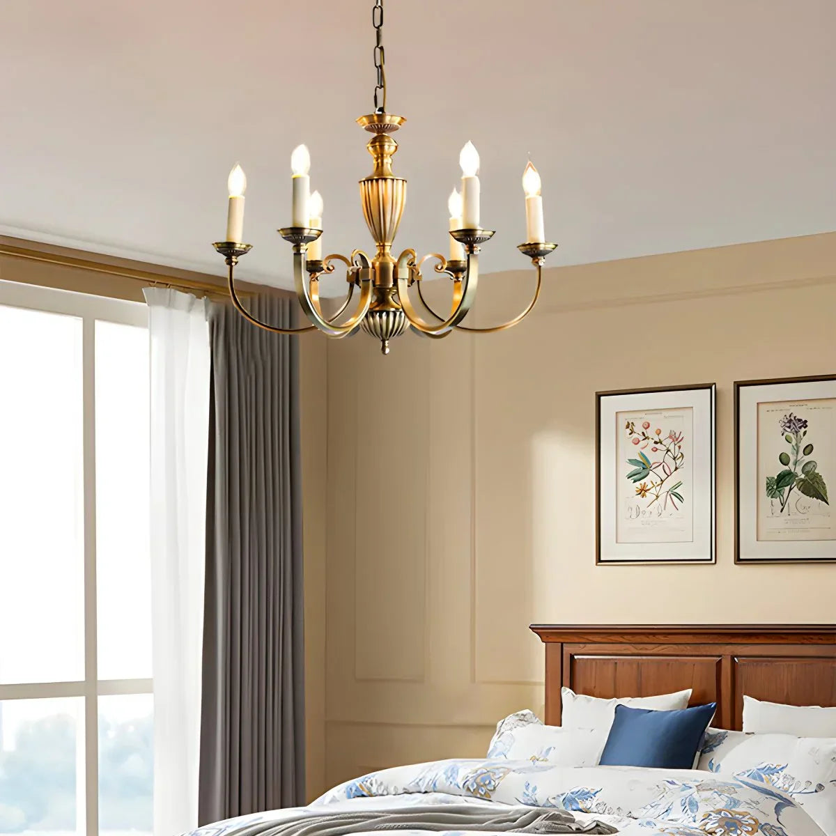 flairel American Vintage Candle Copper Chandelier