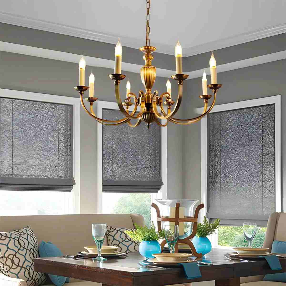 flairel American Vintage Candle Copper Chandelier