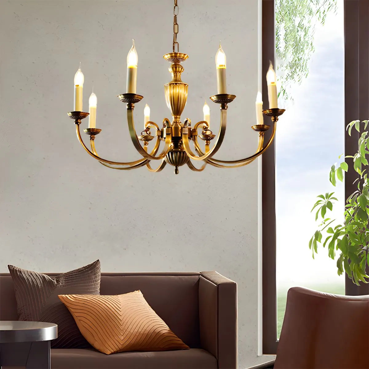 flairel American Vintage Candle Copper Chandelier