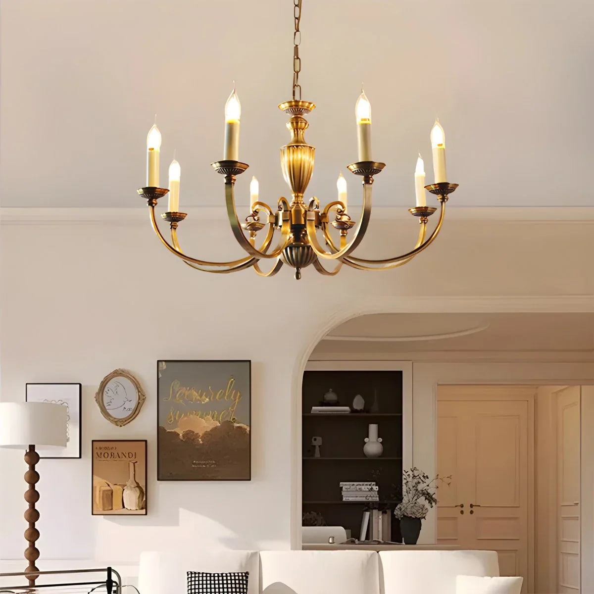 flairel American Vintage Candle Copper Chandelier