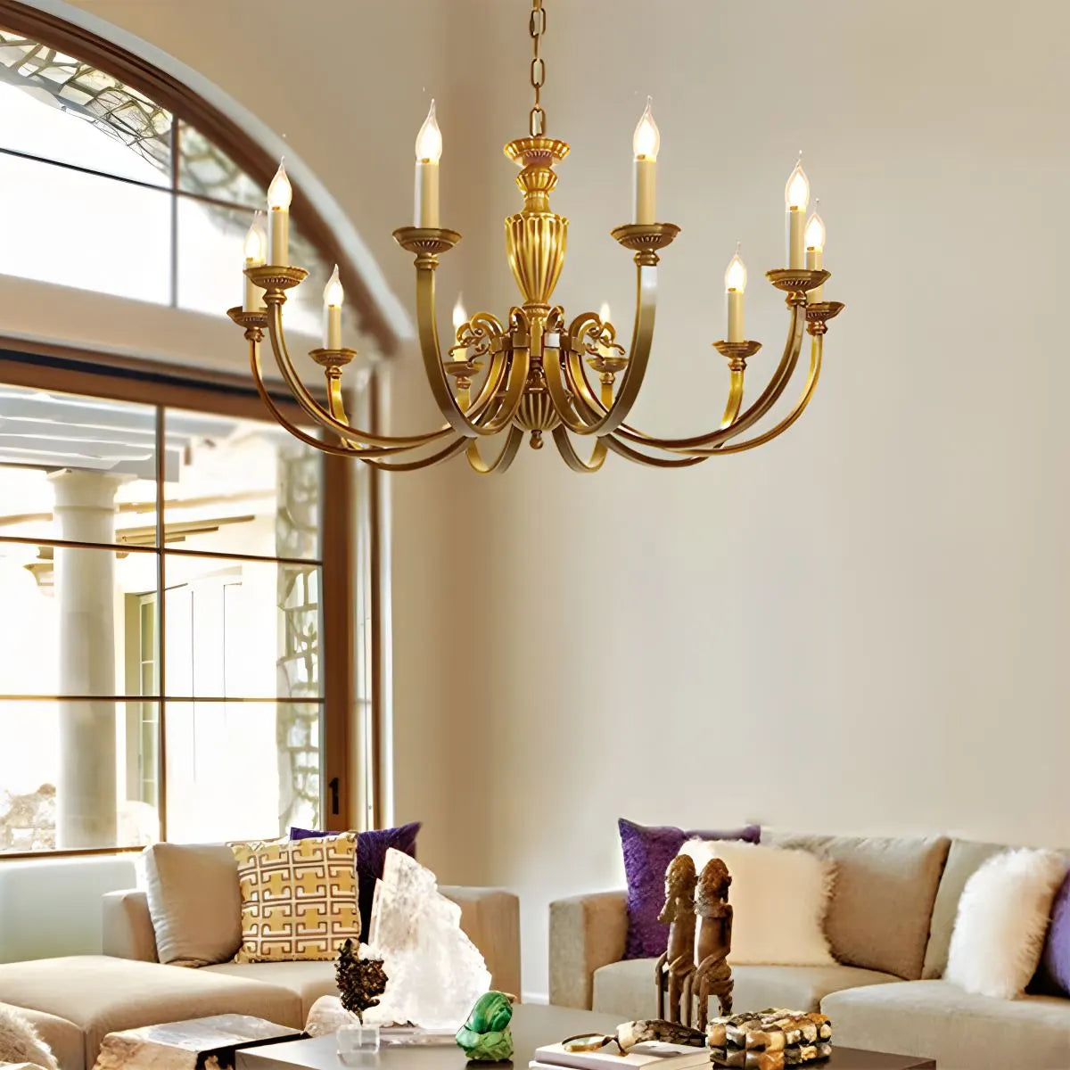 flairel American Vintage Candle Copper Chandelier