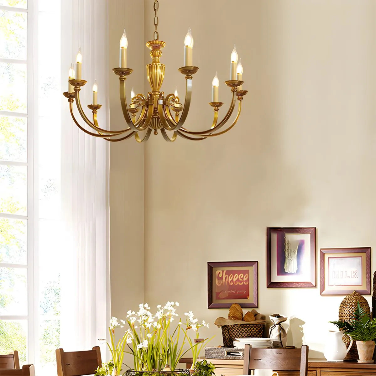 flairel American Vintage Candle Copper Chandelier