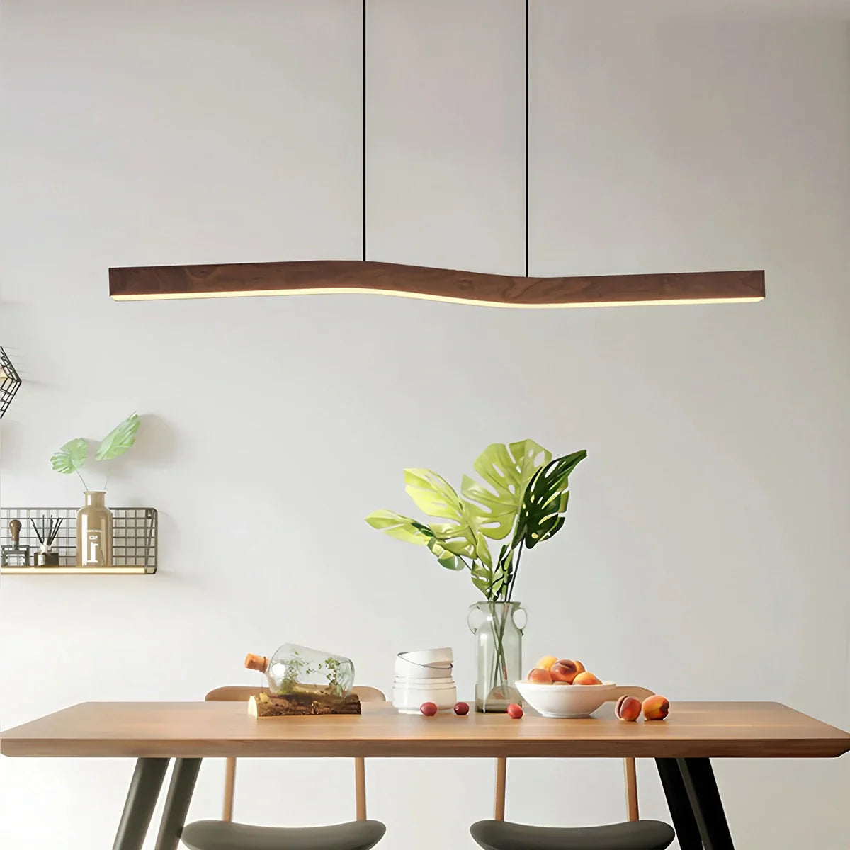 flairel Woodgrain Linear Pendant Light for Kitchen