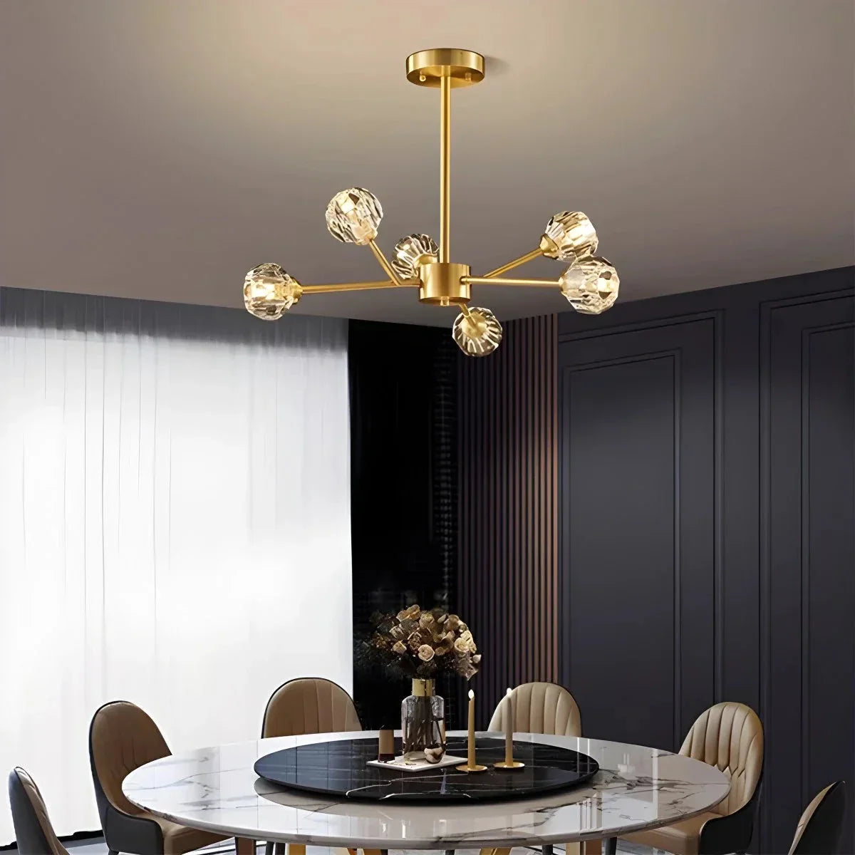 flairel Crystal Ball Round Cluster Chandelier
