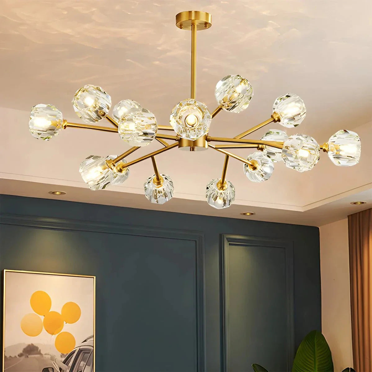 flairel Crystal Ball Round Cluster Chandelier