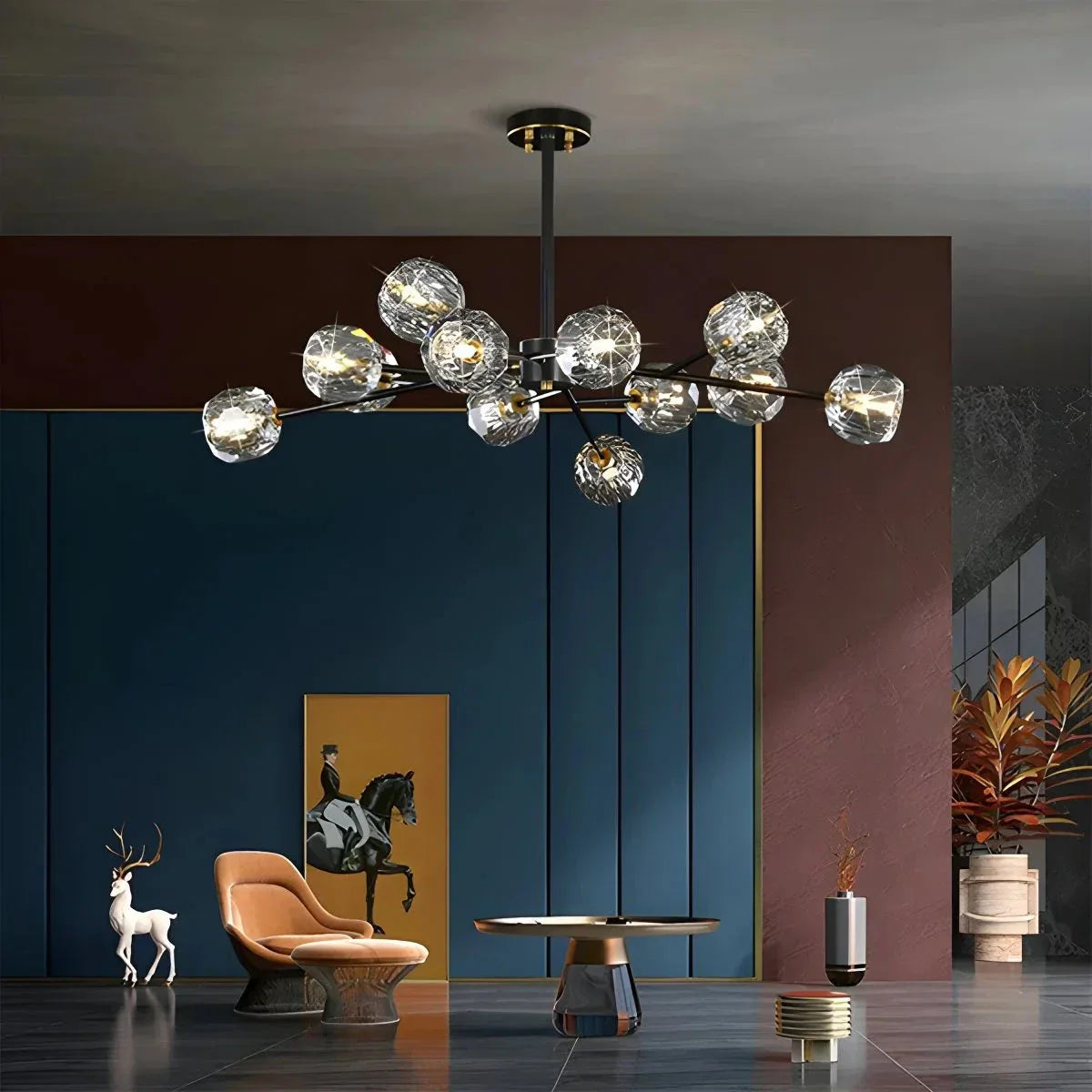 flairel Crystal Ball Round Cluster Chandelier