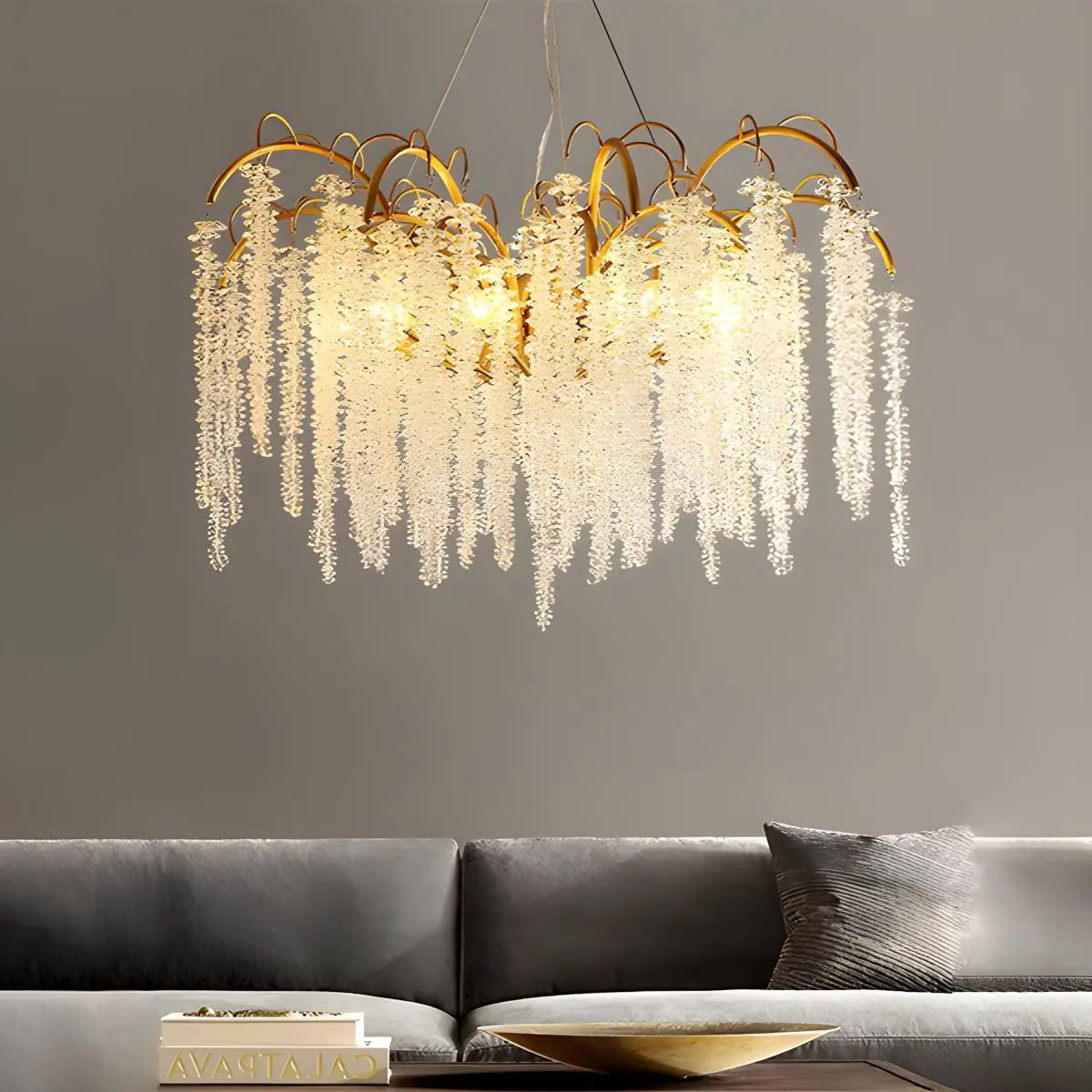flairel Crystal Tassel Chandelier for Living Room