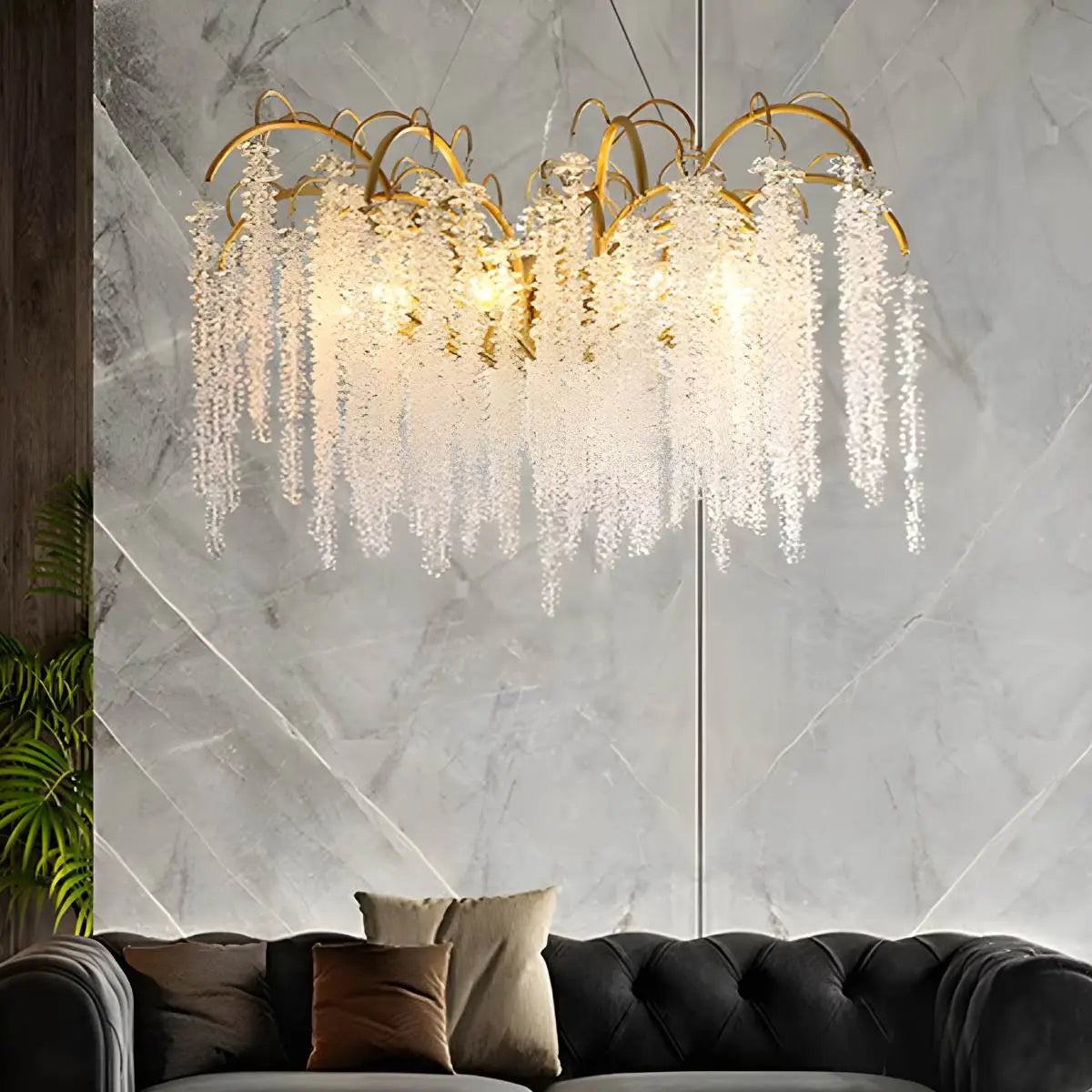 flairel Crystal Tassel Chandelier for Living Room