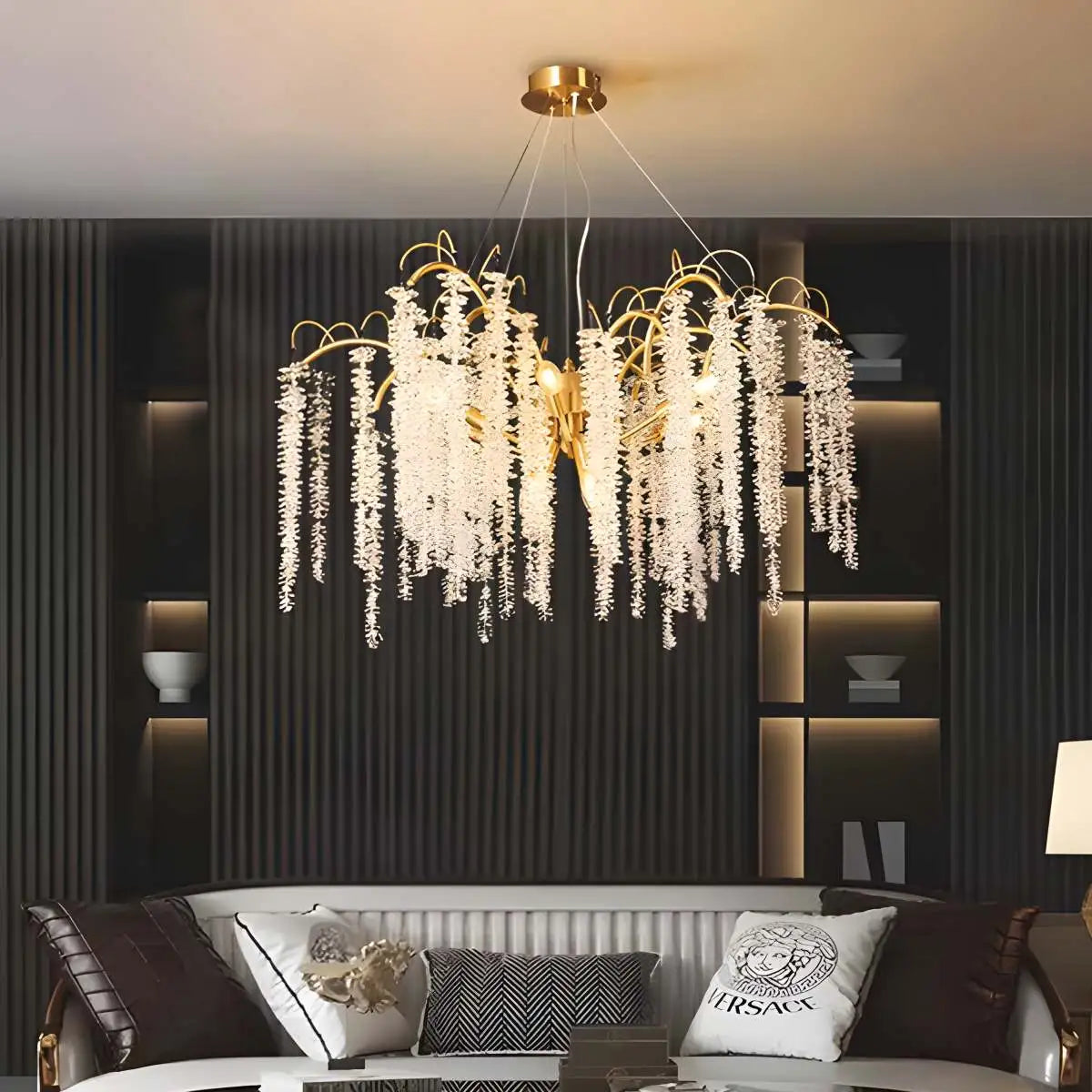 flairel Crystal Tassel Chandelier for Living Room