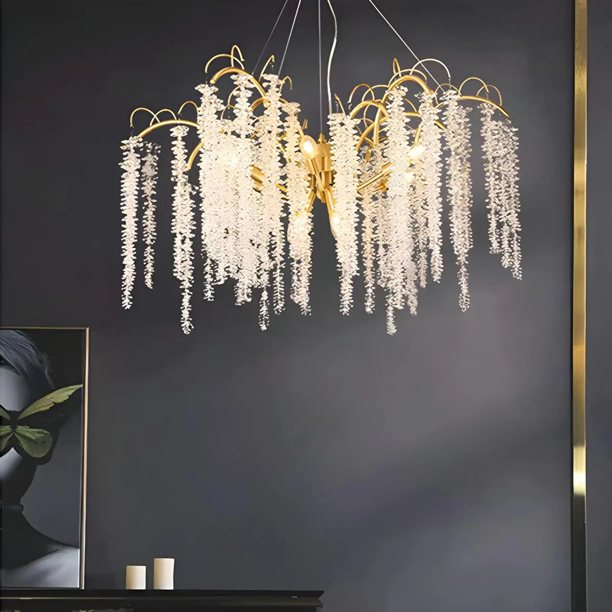 flairel Crystal Tassel Chandelier for Living Room