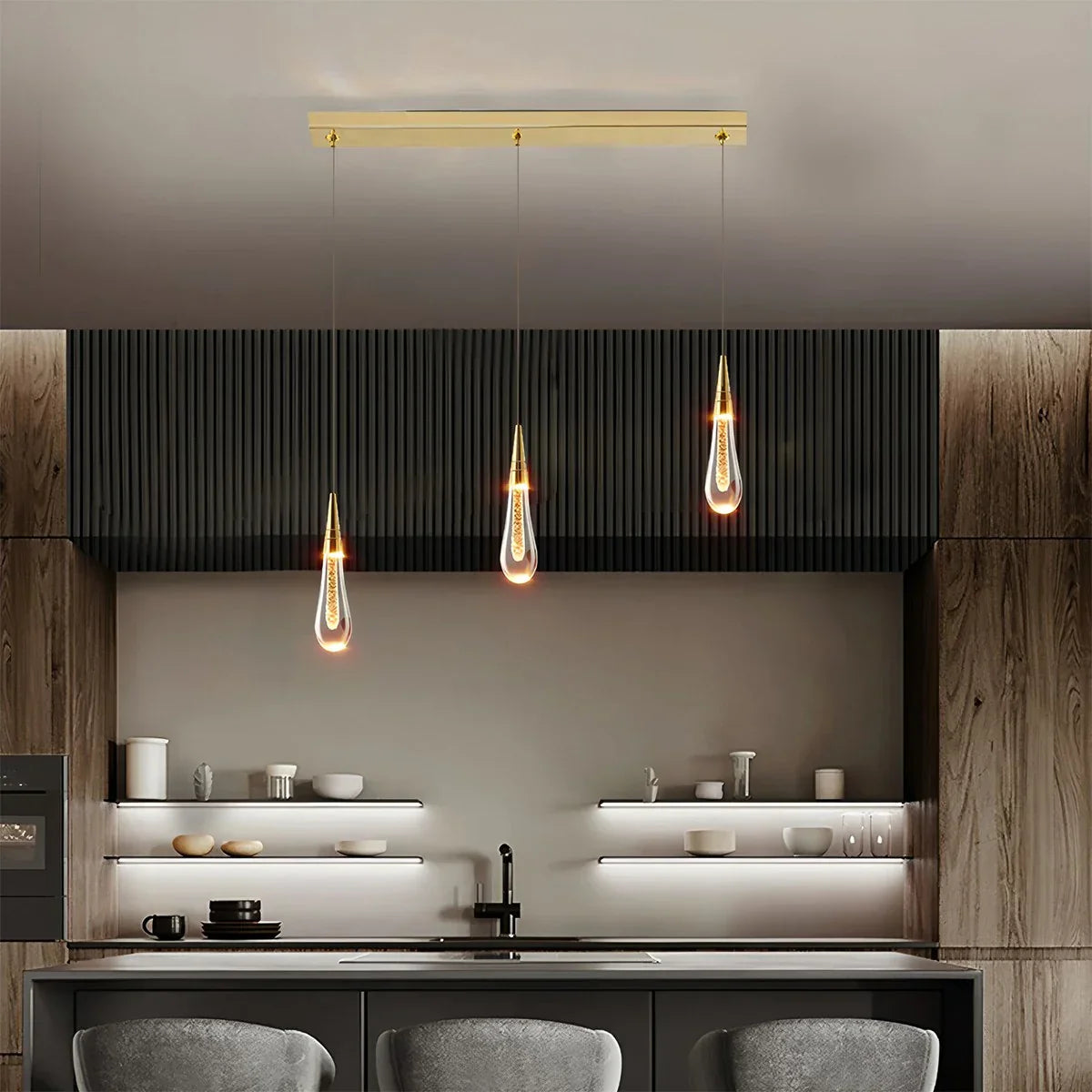 flairel Drop Crystal Chrome Pendant Light for Bedroom