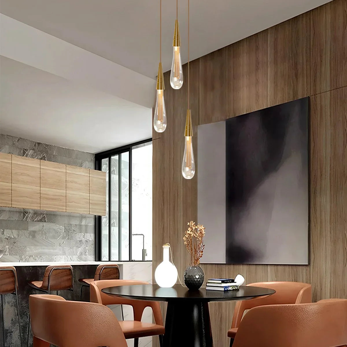 flairel Drop Crystal Chrome Pendant Light for Bedroom