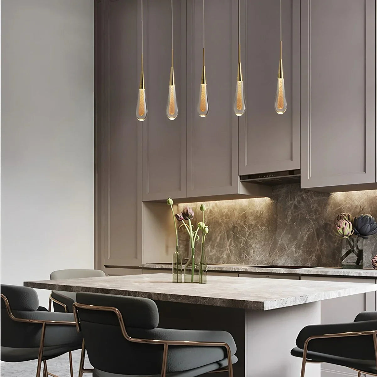 flairel Drop Crystal Chrome Pendant Light for Bedroom