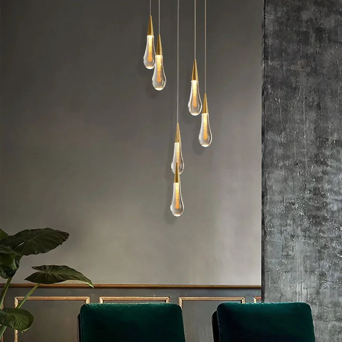 flairel Drop Crystal Chrome Pendant Light for Bedroom
