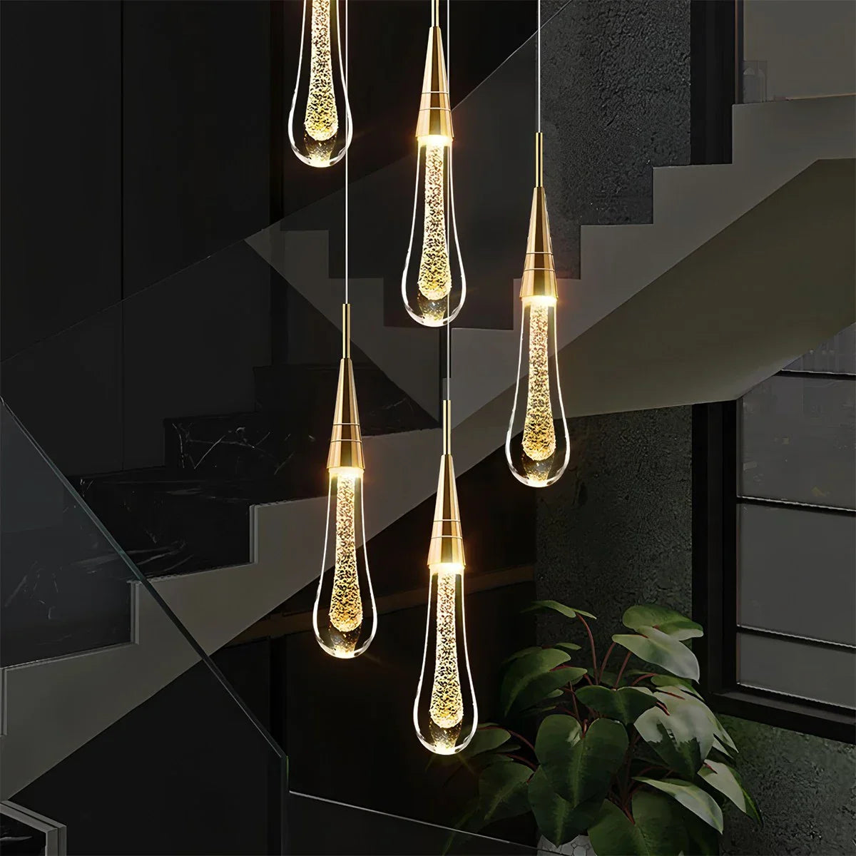 flairel Drop Crystal Chrome Pendant Light for Bedroom