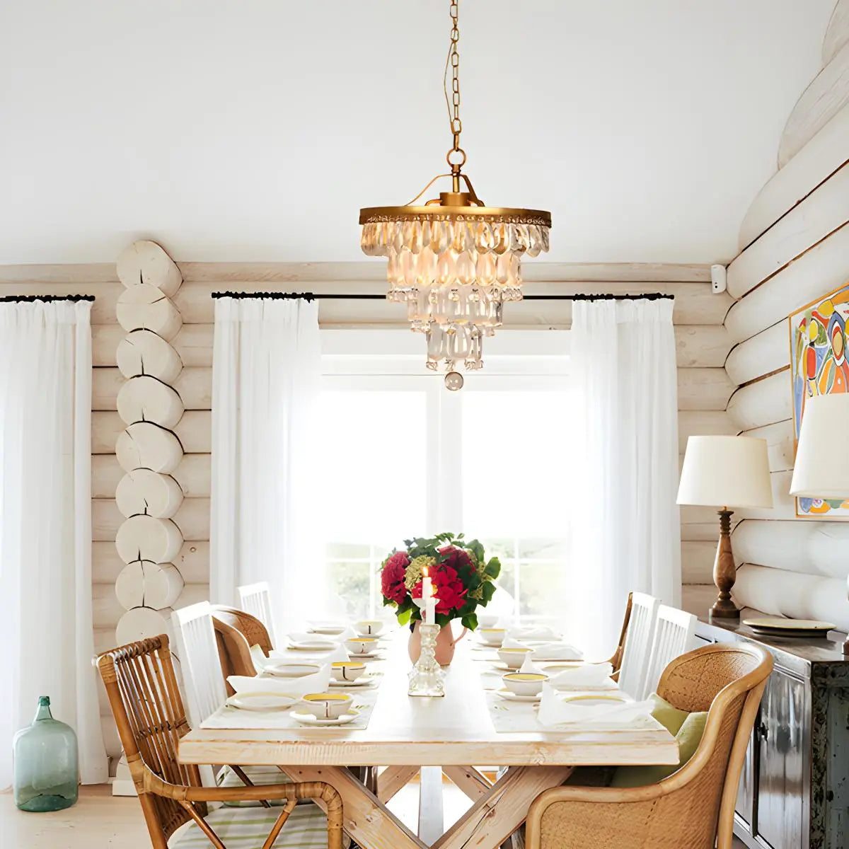 flairel Droplet Crystal Chandelier for Dining Room