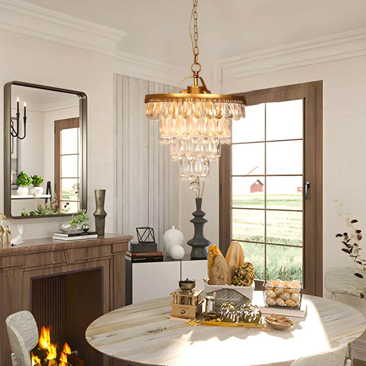 flairel Droplet Crystal Chandelier for Dining Room