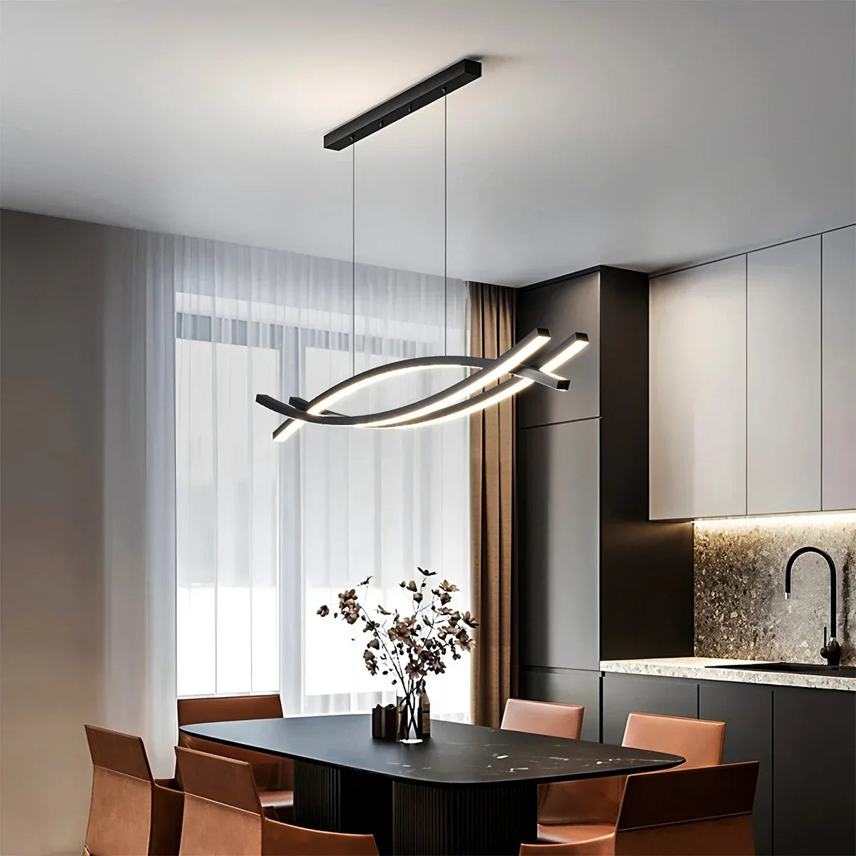 flairel Eraj Curved LED Pendant Light for Kitchen Island