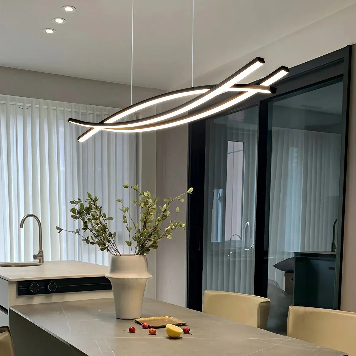 flairel Eraj Curved LED Pendant Light for Kitchen Island