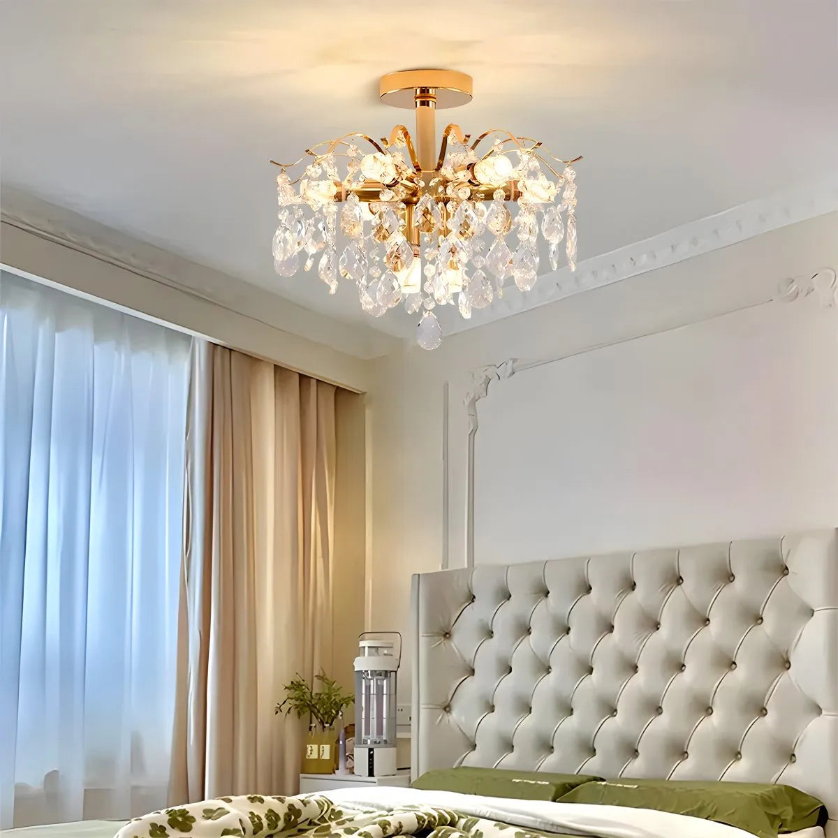 flairel French Vintage Crystal Ceiling Chandelier