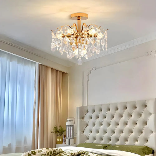 flairel French Vintage Crystal Ceiling Chandelier