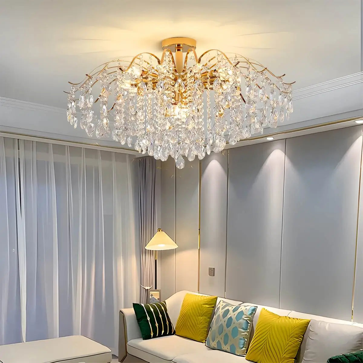 flairel French Vintage Crystal Ceiling Chandelier