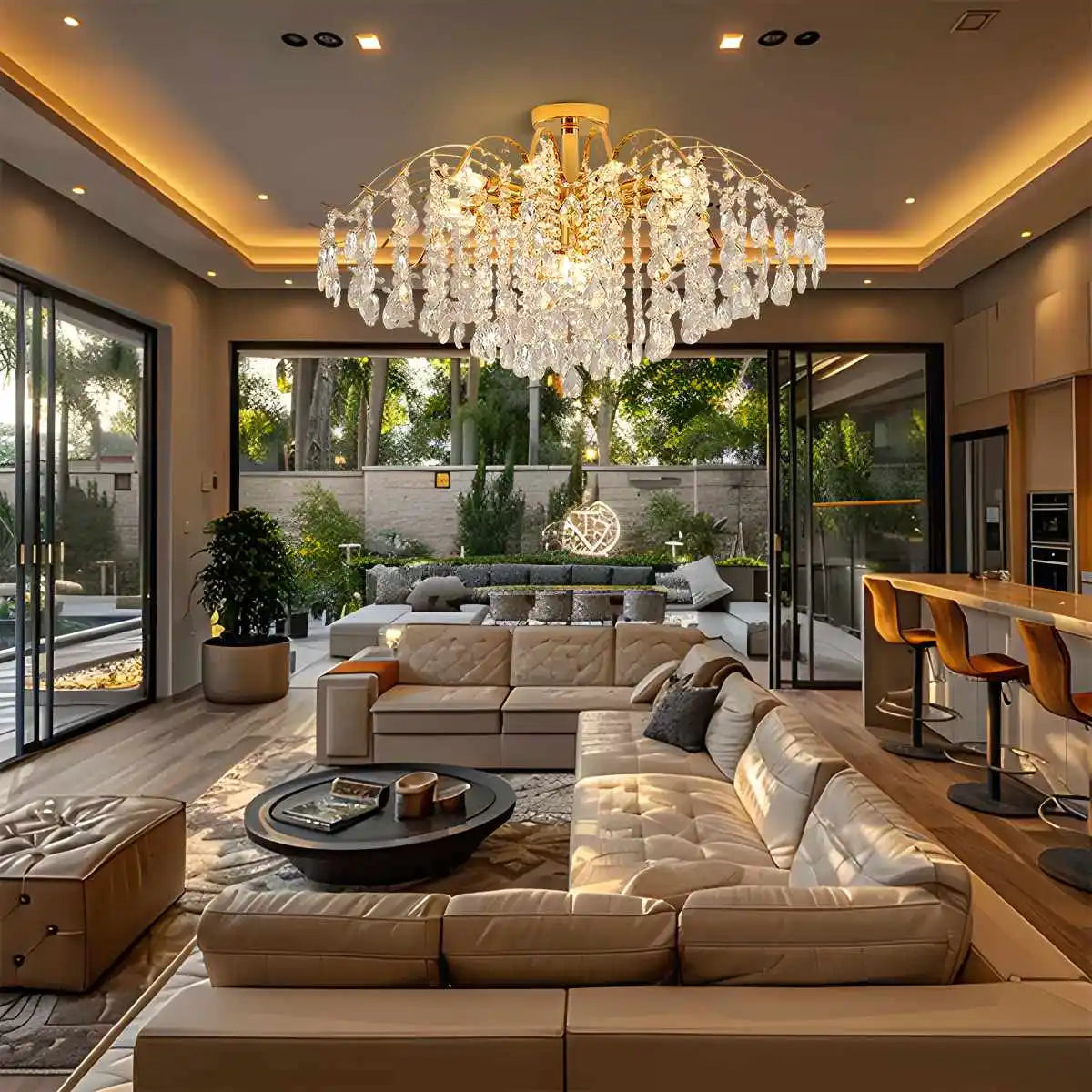 flairel French Vintage Crystal Ceiling Chandelier