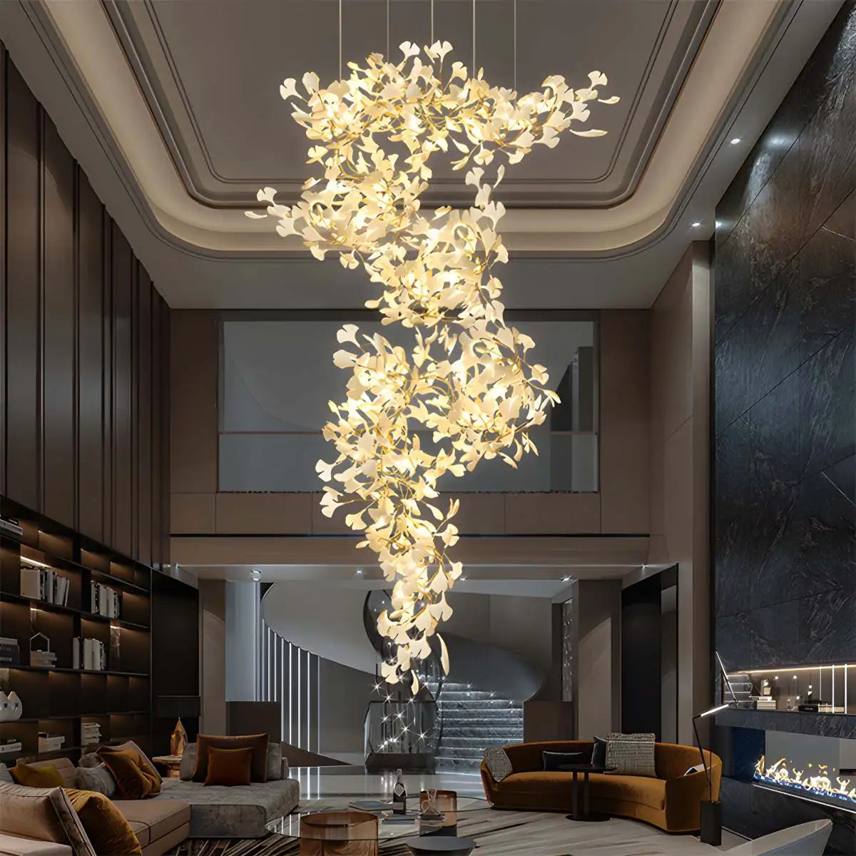 flairel Large Ginkgo Leaf Chandelier